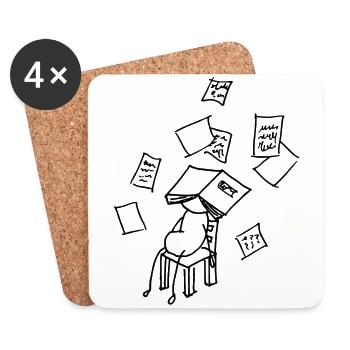 malade ou à l'école - Dessous de verre (lot de 4) - blanc - Devant