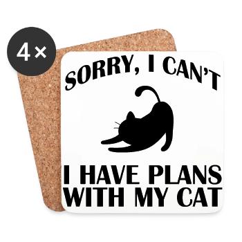 Katze - Untersetzer (4er-Set) - Weiß - Vorne