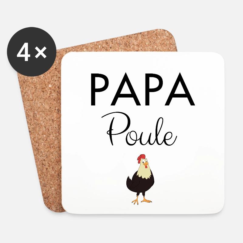 Papa Henne - Untersetzer (4er-Set) - Weiß