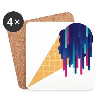Cool ice cream 80s style colorful retro holiday - Coasters (set of 4) - white - Front