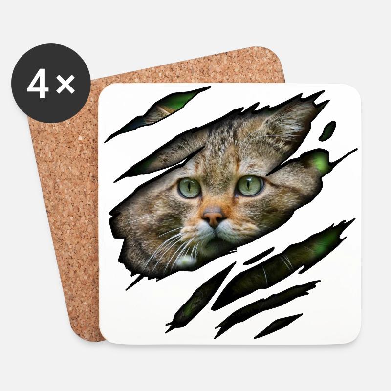 Wildkatze in mir - Untersetzer (4er-Set) - Weiß