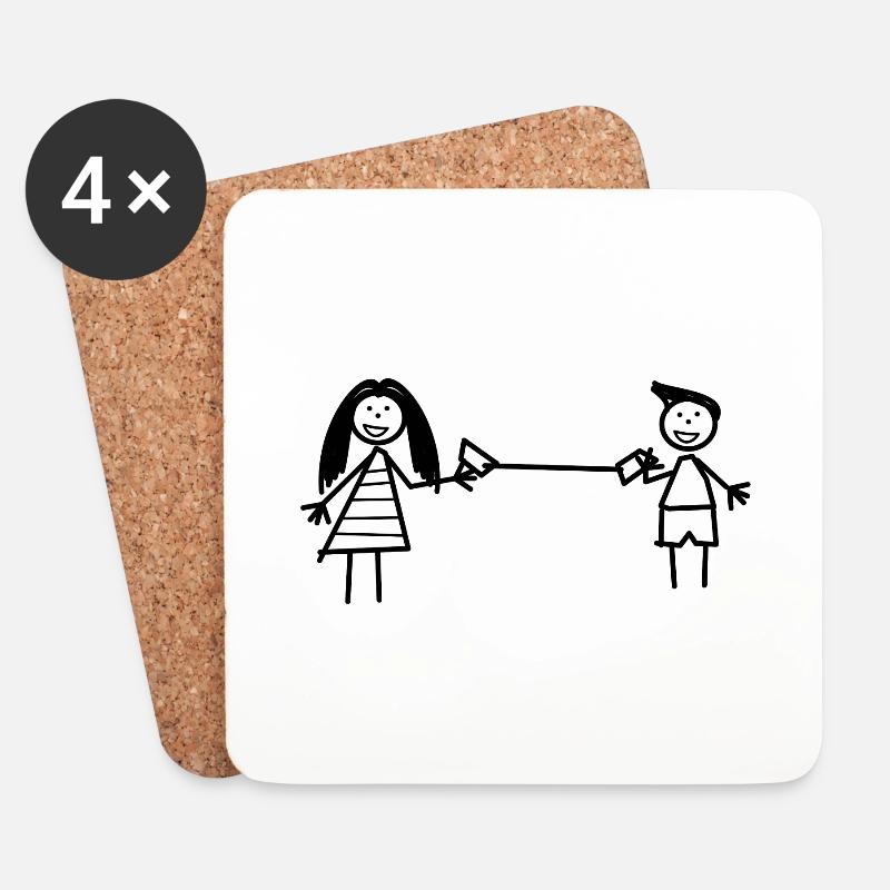 Junge Mädchen Spielen Freundschaft Blechtelefon - Untersetzer (4er-Set) - Weiß