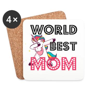 Weltbeste Mama Geschenk Mutter Einhorn dabbing - Untersetzer (4er-Set) - Weiß - Vorne