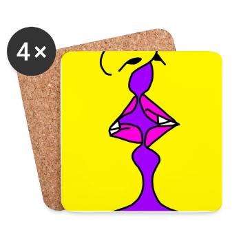 Baiser jaune - Dessous de verre (lot de 4) - blanc - Devant