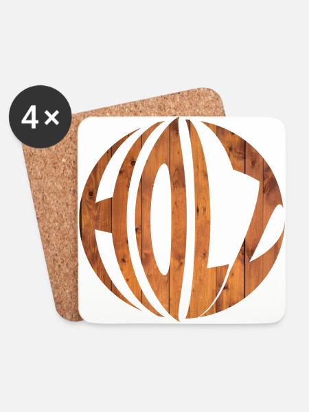 Holz Kugel Holzkugel - Untersetzer (4er-Set) - Weiß