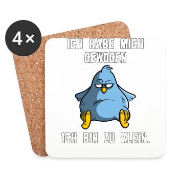 Ich habe mich gewogen - ich bin zu klein, Vogel - Untersetzer (4er-Set) - Weiß - Vorne