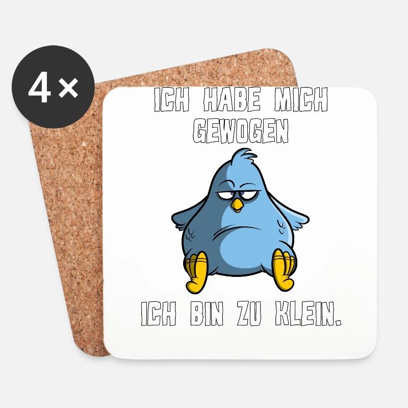 Ich habe mich gewogen - ich bin zu klein, Vogel - Untersetzer (4er-Set) - Weiß