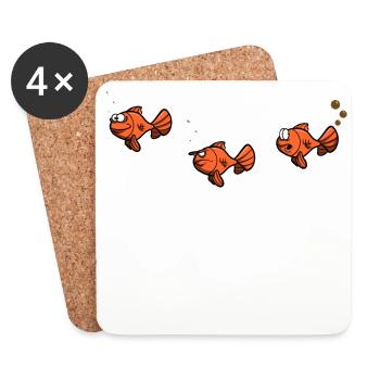 Fische im Wasser - Pupser - lustiges Design - Untersetzer (4er-Set) - Weiß - Vorne