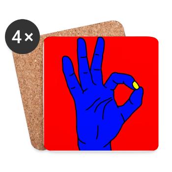 okay red - Untersetzer (4er-Set) - Weiß - Vorne