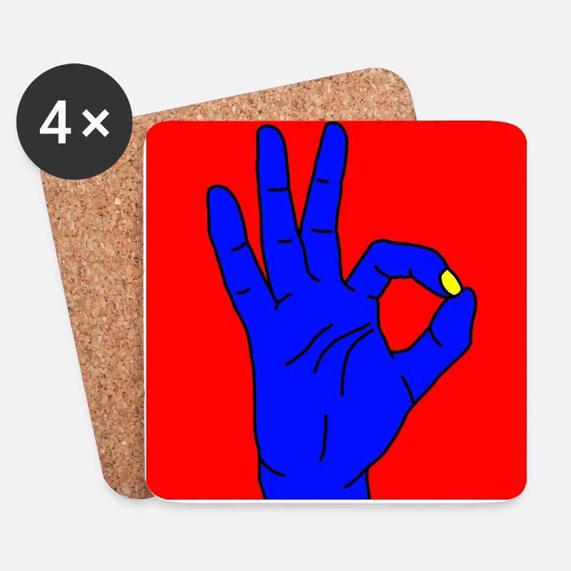 okay, red - Coasters (set of 4) - white