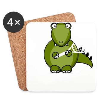Dinosaur Tennis T-Rex Gift Idea - Coasters (set of 4) - white - Front