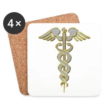 Caduceus (Arzt) Schmuck Kette Anhänger Bling Bling - Untersetzer (4er-Set) - Weiß - Vorne