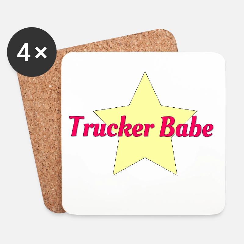 Trucker babe - Coasters (set of 4) - white