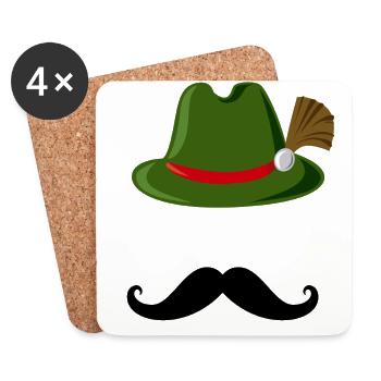 Bayrischer Gambsbarthut mit Mustache Geschenk - Untersetzer (4er-Set) - Weiß - Vorne