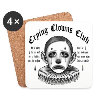 Club des clowns en pleurs - Texte noir - Dessous de verre (lot de 4) - blanc - Devant
