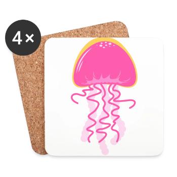 Jellyfish gift jellyfish sea animal holiday beach - Coasters (set of 4) - white - Front
