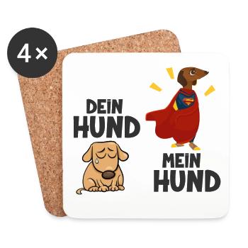 Dein Hund mein Hund Geschenk Superheld - Untersetzer (4er-Set) - Weiß - Vorne