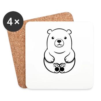 Cool polar bear gift - Coasters (set of 4) - white - Front