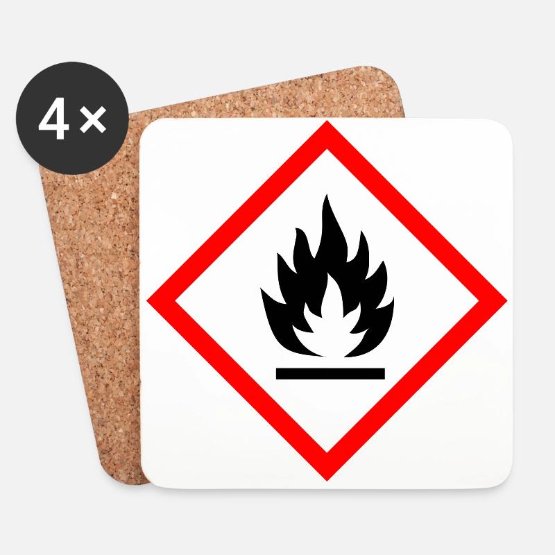 Vorsicht Entflammbar - Untersetzer (4er-Set) - Weiß