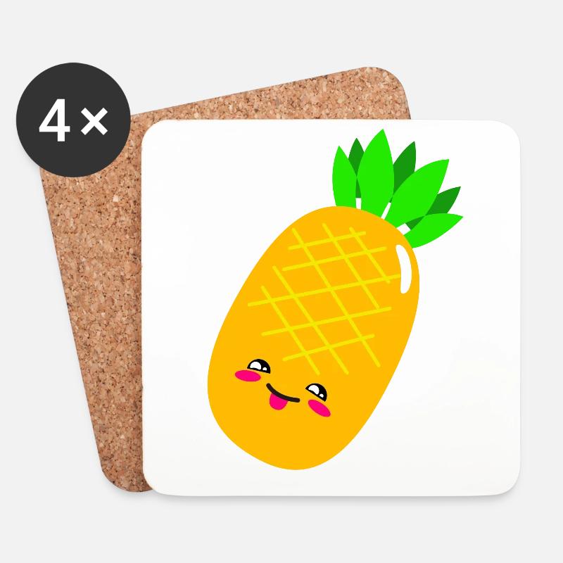 Ananas - Untersetzer (4er-Set) - Weiß