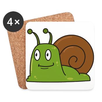 Snail gift comic snails animal nature child - Coasters (set of 4) - white - Front