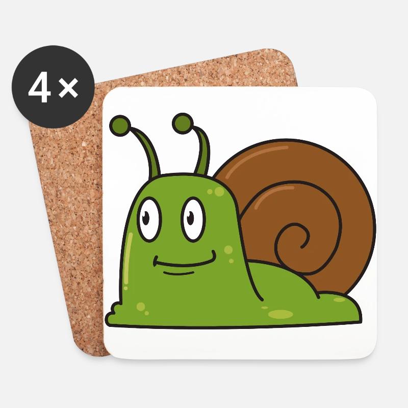Schnecke Geschenk comic Schnecken Tier Natur Kind - Untersetzer (4er-Set) - Weiß