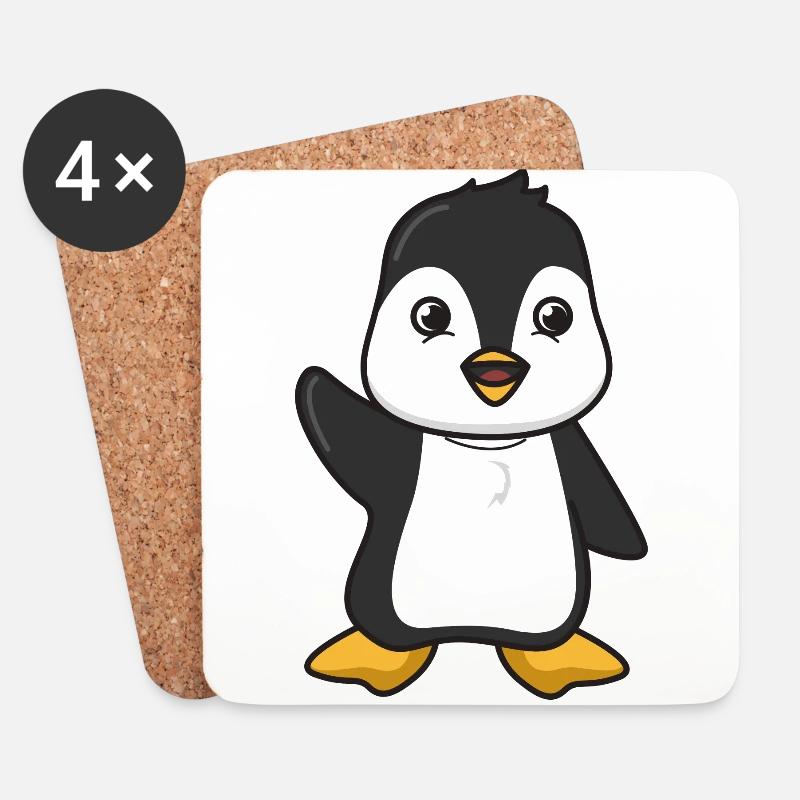 Pinguin Geschenk Tier niedlich Comic Tier Pinguine - Untersetzer (4er-Set) - Weiß