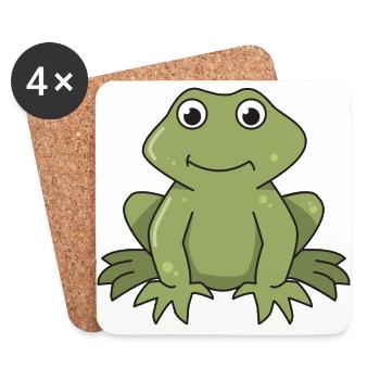 Frosch Geschenk comic Tier grün Natur Amphibie - Untersetzer (4er-Set) - Weiß - Vorne
