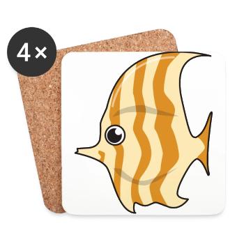 Scalar poisson cadeau aquarium aquatique poisson dessin animé - Dessous de verre (lot de 4) - blanc - Devant