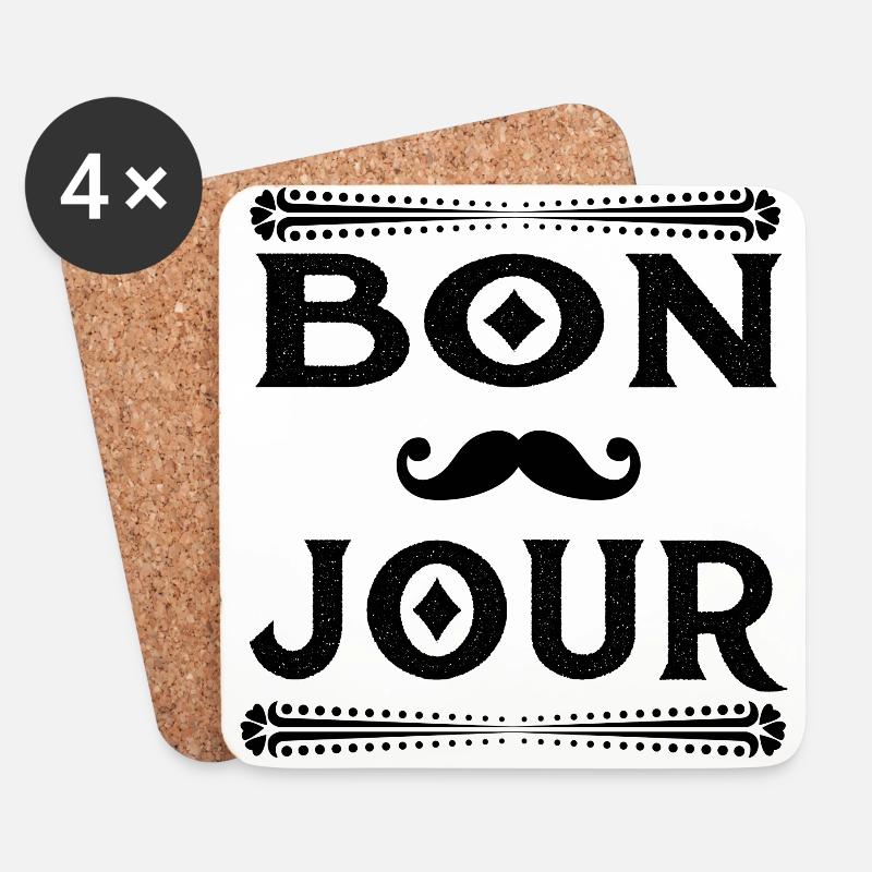 Bon Jour - Untersetzer (4er-Set) - Weiß