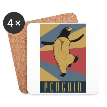 Pinguin Retro Geschenk Idee - Untersetzer (4er-Set) - Weiß - Vorne