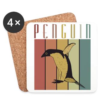 Pinguin Oldshool Geschenk Idee - Untersetzer (4er-Set) - Weiß - Vorne