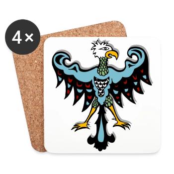 Adler Tribal Indianer Symbol Totem Tattoo Ethno - Untersetzer (4er-Set) - Weiß - Vorne