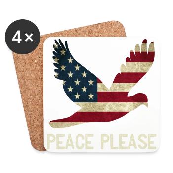 La paix, s’il vous plaît! Amérique Usa Colombe de la Paix - Dessous de verre (lot de 4) - blanc - Devant