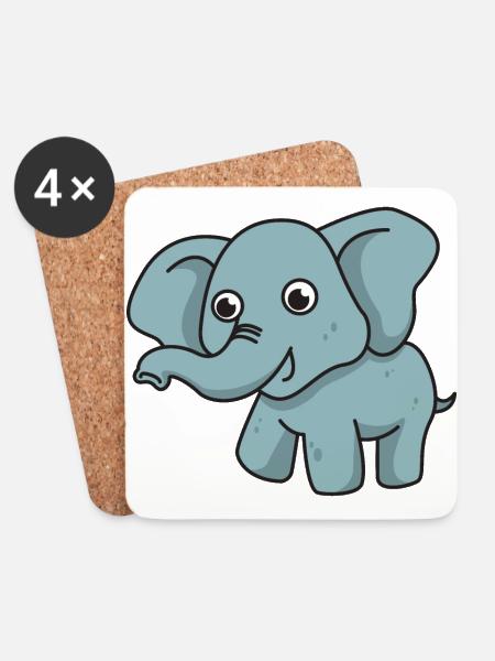 Elefant Comic Geschenk Tier Kind Rüssel niedlich - Untersetzer (4er-Set) - Weiß