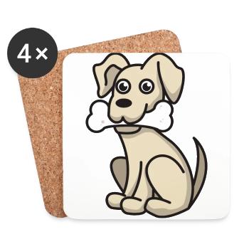 Dog Gift Pet Comic Dogs Animal Bones - Coasters (set of 4) - white - Front