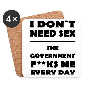 Funny Sayings Shirt - Sex Government Fuck Demo - Coasters (set of 4) - white - Front