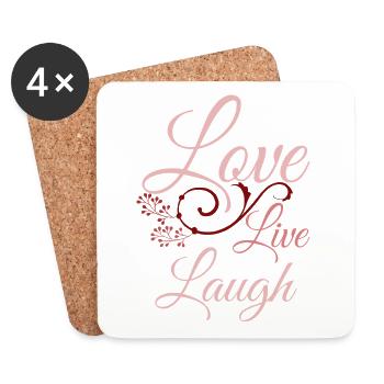 Love Live Laugh - Quote - Coasters (set of 4) - white - Front