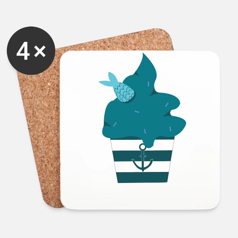 Muffin Fisch - Untersetzer (4er-Set) - Weiß