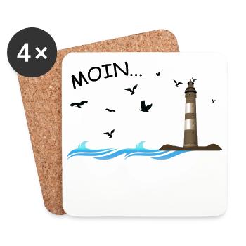 moin says one in north Germany coast Baltic Sea - Coasters (set of 4) - white - Front