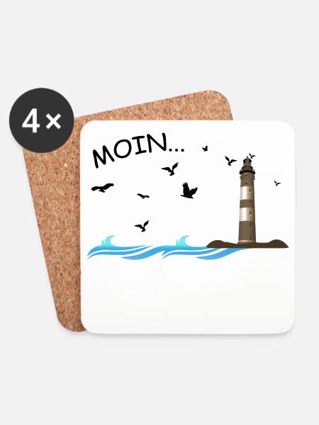 moin sagt man in Norddeutschland Küste Ostsee - Untersetzer (4er-Set) - Weiß