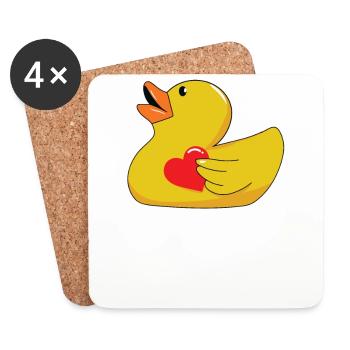 Canard - Squeak canard - Canard de bain - J'adore les canards - Dessous de verre (lot de 4) - blanc - Devant