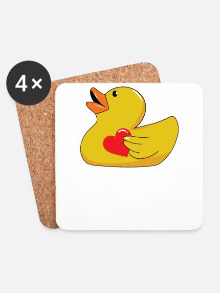 Ente - Quietscheente - Badeente - ich liebe Enten - Untersetzer (4er-Set) - Weiß