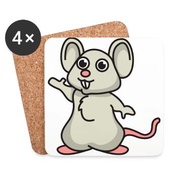 Maus Comic Mäuse Geschenk Haustier Tier niedlich - Untersetzer (4er-Set) - Weiß - Vorne