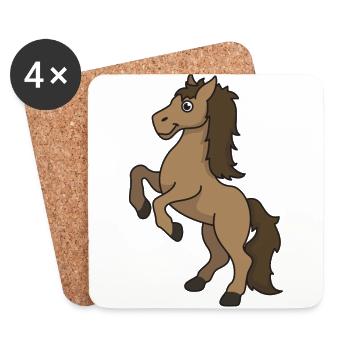 Horse equine gift cartoon riding rider animal - Coasters (set of 4) - white - Front