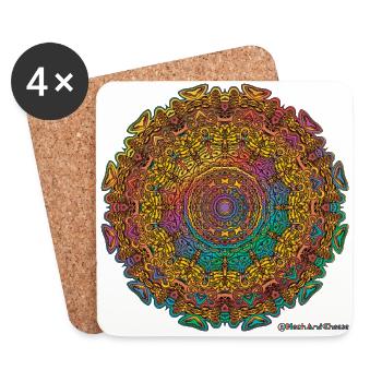 Kaleidoscope mandala - Coasters (set of 4) - white - Front