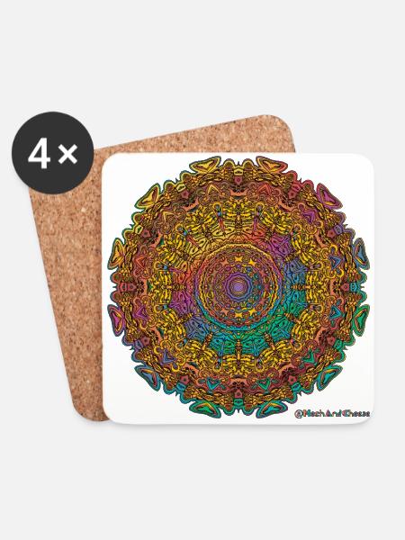 Kaleidoscope mandala - Coasters (set of 4) - white