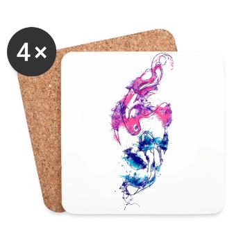 Signe du zodiaque aquarelle poisson - Dessous de verre (lot de 4) - blanc - Devant