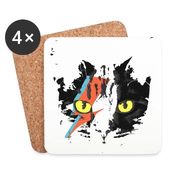 Katze Kätzchen miau schwarz süß Geschenk Idee - Untersetzer (4er-Set) - Weiß - Vorne