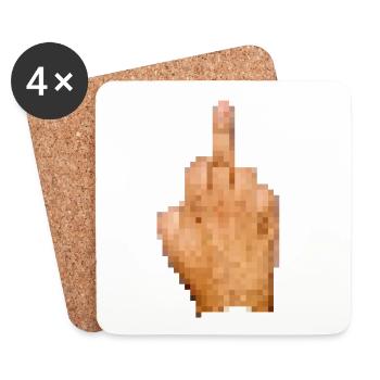 Middle Finger Pixel Censored - Coasters (set of 4) - white - Front